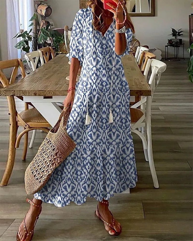 Luna | Brezskrbna Boho obleka s poudarjenim krojem