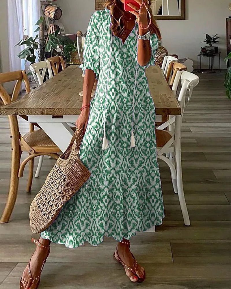 Luna | Brezskrbna Boho obleka s poudarjenim krojem