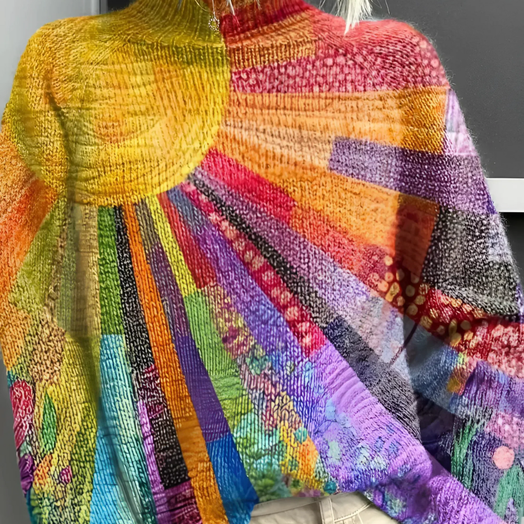 Ada | Barvit in Živahen Pulover s Turtleneckom