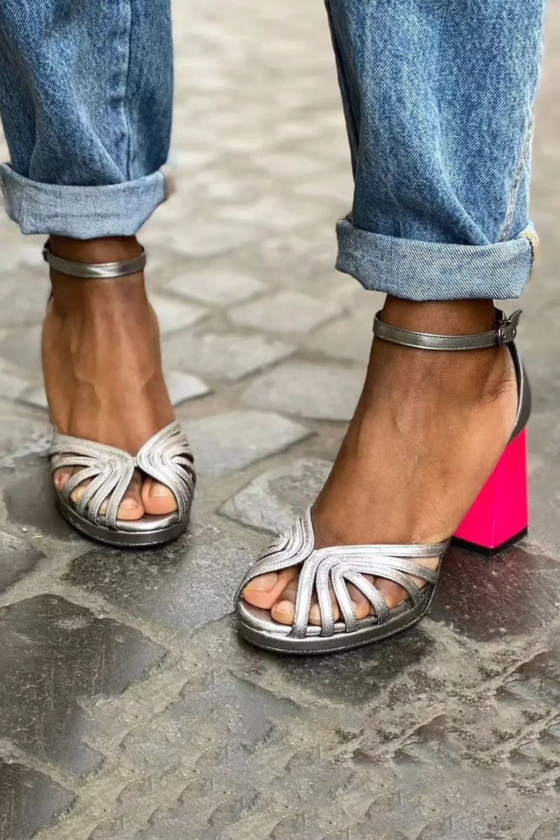 Seraphina™ | Sijajne sandale z debelim peto in elegantno sponko