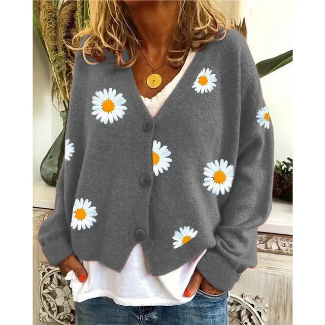 ANNELINA | Stilski Casual Cvetlični Kardigan